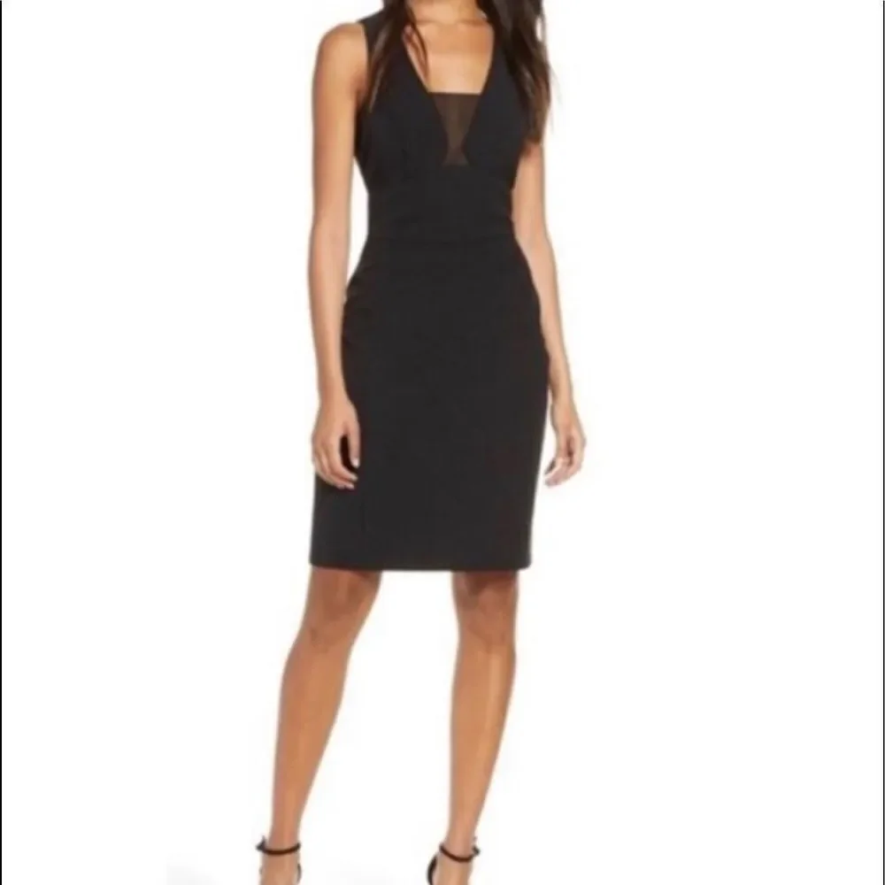Black Empire Waist Fitted Body Con Sheath Dress by Harlyn Spandex Stretch NWT - Picture 2 of 8
